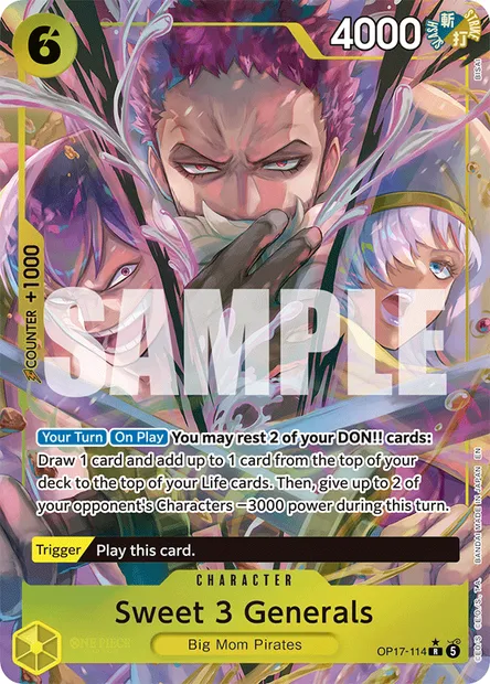 Sweet 3 Generals, One Piece card OP17-114 — THE WORLD’S STRONGEST WARRIORS set