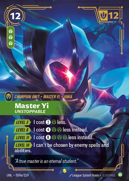 Master Yi, Riftbound card UNL 059a — Unleashed set