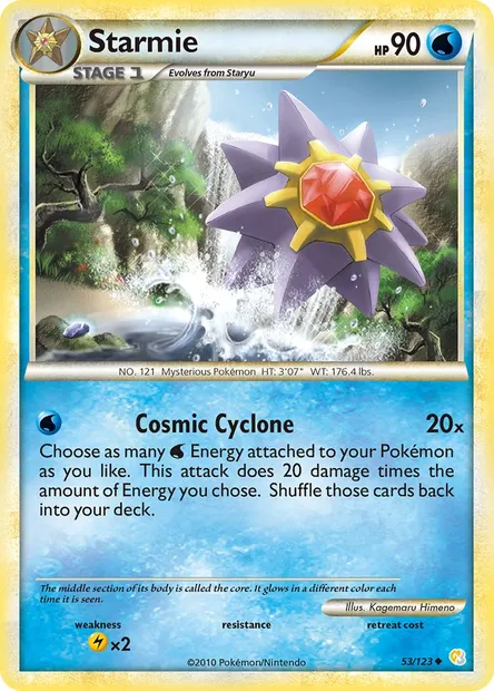 Starmie, Pokémon card HS 53 — HeartGold SoulSilver set