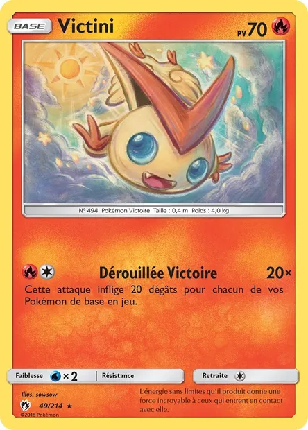 Victini, carte Pokémon LOT 49 — extension Tonnerre Perdu