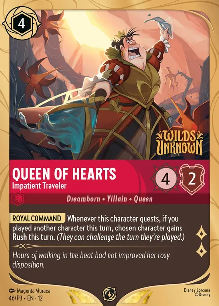 Queen of Hearts - Impatient Traveler, Disney Lorcana card P3-046 — P3 set
