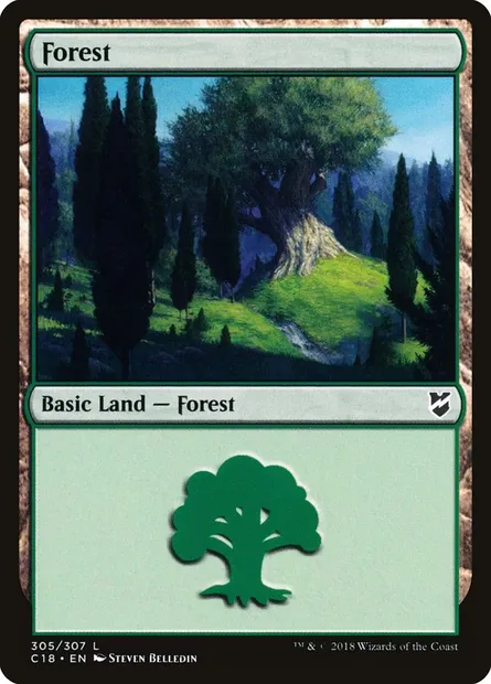 Forest, Magic card C18 305 — Commander 2018 set