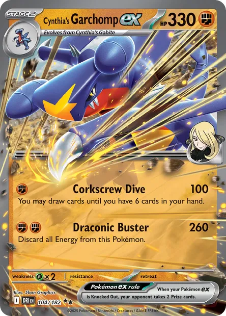 Cynthia's Garchomp ex, Pokémon card DRI 104 — Destined Rivals set