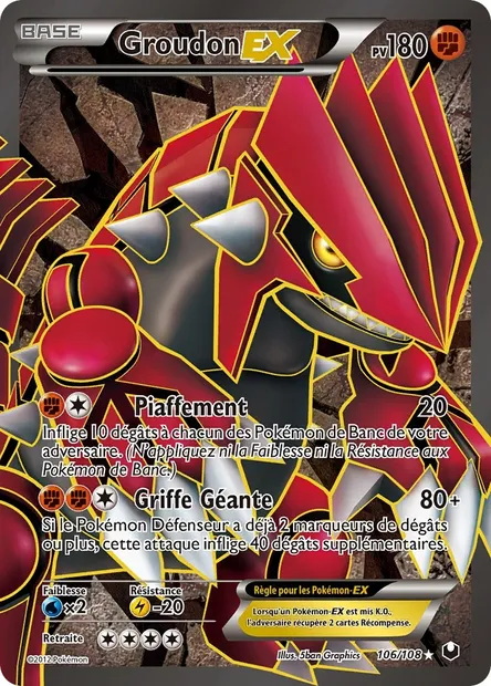 Groudon-EX, carte Pokémon DEX 106 — extension Explorateurs Obscurs