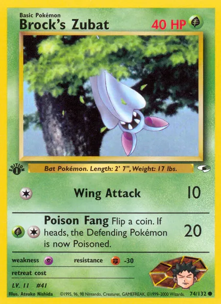 Brock's Zubat, Pokémon card GH 74 — Gym Heroes set