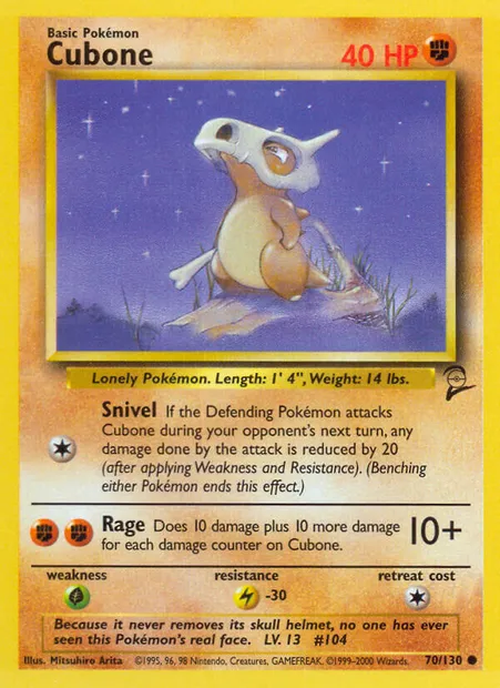Cubone, Pokémon card B2 70 — Base Set 2 set