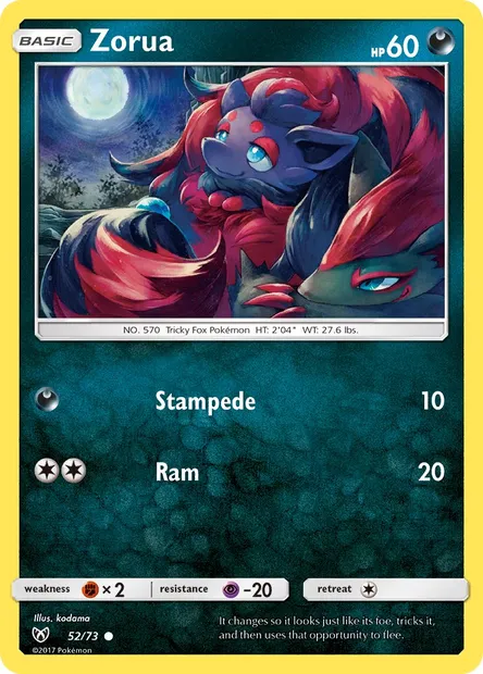 Zorua, Pokémon card SLG 52 — Shining Legends set