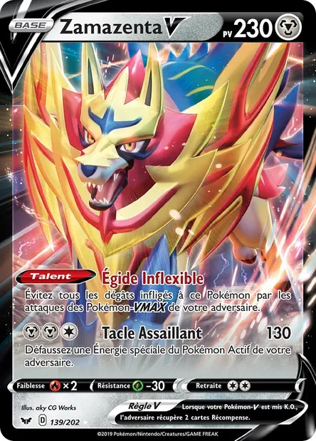 Zamazenta V, carte Pokémon SSH 139 — extension Épée et Bouclier