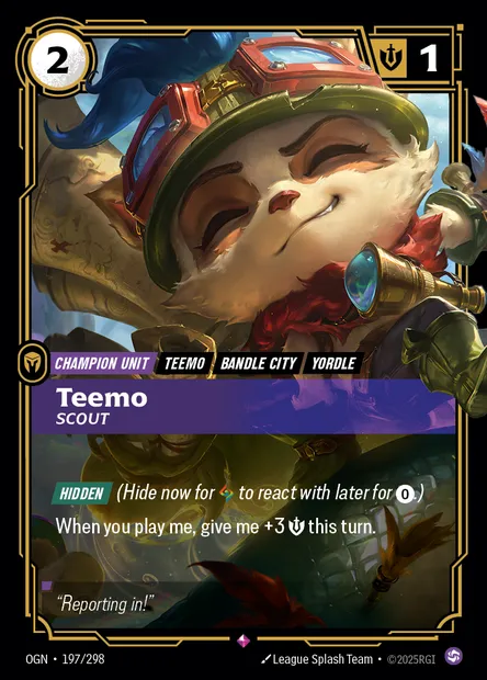 Teemo, Riftbound card OGN 197 — Origins set