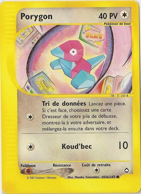 Porygon, carte Pokémon AQ 103b — extension Aquapolis