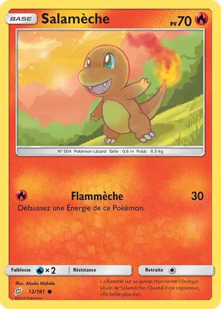 Salamèche, carte Pokémon TEU 12 — extension Duo de Choc