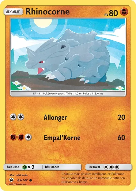 Rhinocorne, carte Pokémon BUS 65 — extension Ombres Ardentes