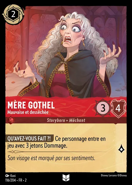 Mère Gothel - Mauvaise et desséchée, carte Disney Lorcana CH2-116 — extension L'Ascension des Floodborn