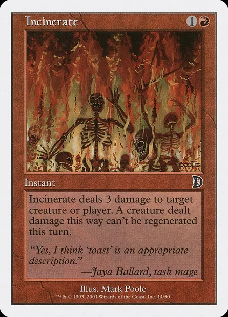 Incinerate, Magic card DKM 14 — Deckmasters set