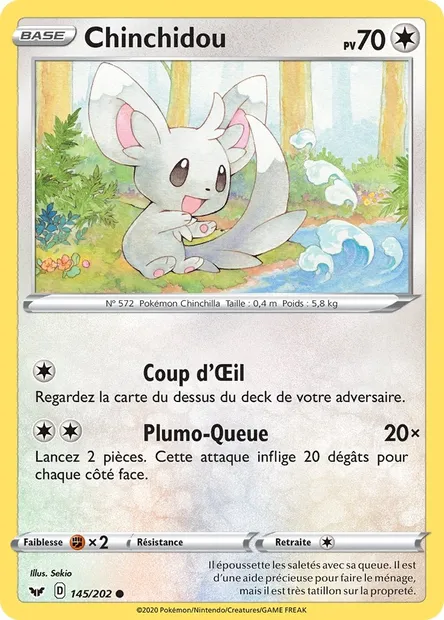 Chinchidou, carte Pokémon SSH 145 — extension Épée et Bouclier