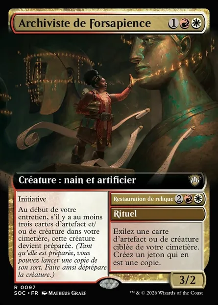 Archiviste de Forsapience // Restore Relic, carte Magic SOC 97 — extension Secrets of Strixhaven Commander