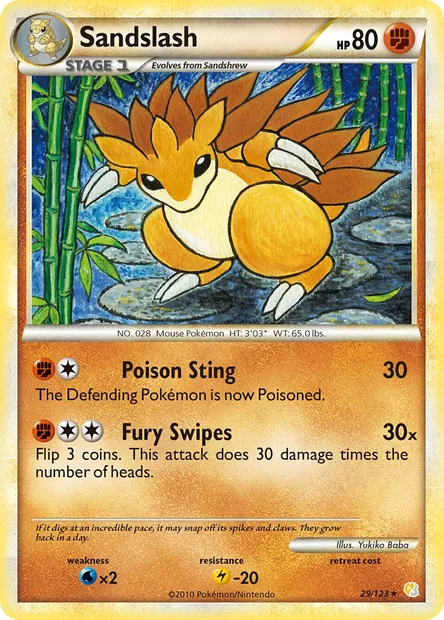 Sandslash, Pokémon card HS 29 — HeartGold SoulSilver set