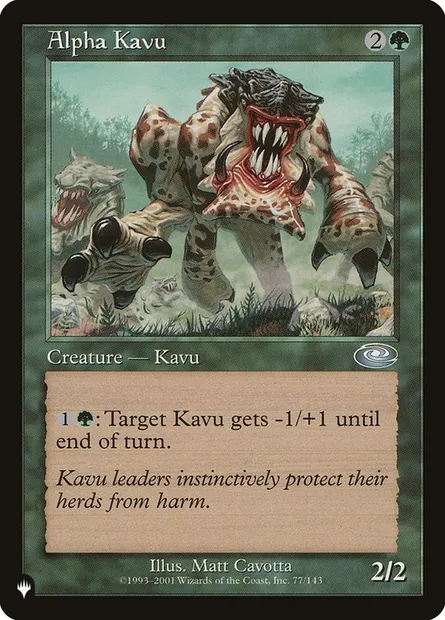 Kavru alpha, carte Magic PLS 77 — extension The List
