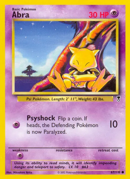 Abra, Pokémon card LC 67 — Legendary Collection set