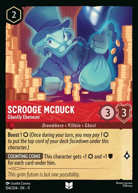 Scrooge McDuck - Ghostly Ebenezer, Disney Lorcana card CH11-104 — Winterspell set