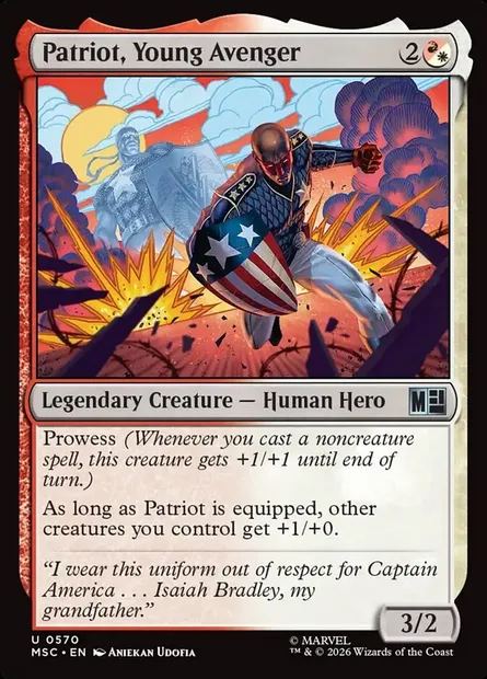 Patriot, Young Avenger, Magic card MSC 570 — Marvel Super Heroes Commander set