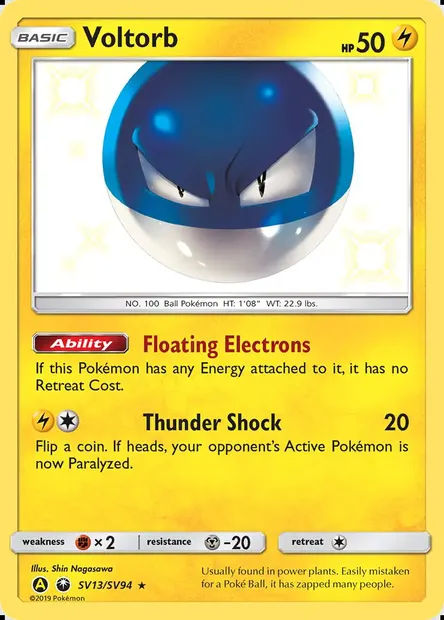 Voltorb, Pokémon card SMA SV13 — Hidden Fates Shiny Vault set