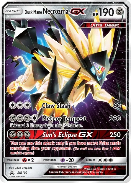 Necrozma Crinière du Couchant GX, carte Pokémon SM 102 — extension Promo SM
