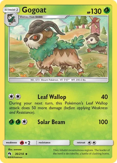 Gogoat, Pokémon card LOT 36 — Lost Thunder set