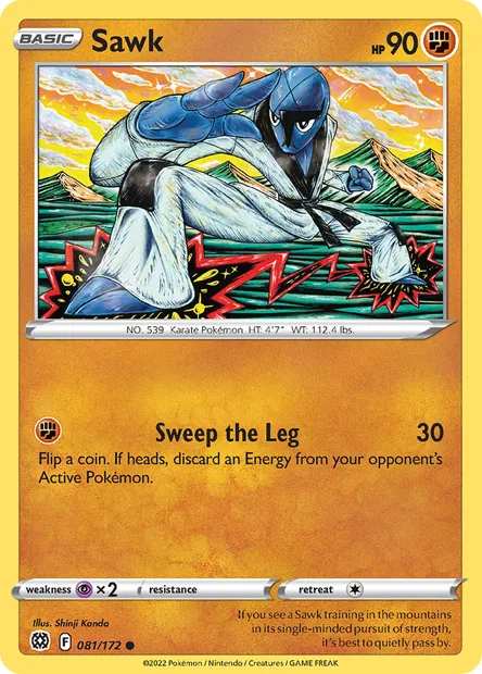 Sawk, Pokémon card BRS 081 — Brilliant Stars set