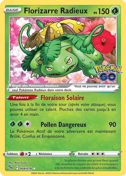 Florizarre Radieux, carte Pokémon PGO 004 — extension Pokémon GO