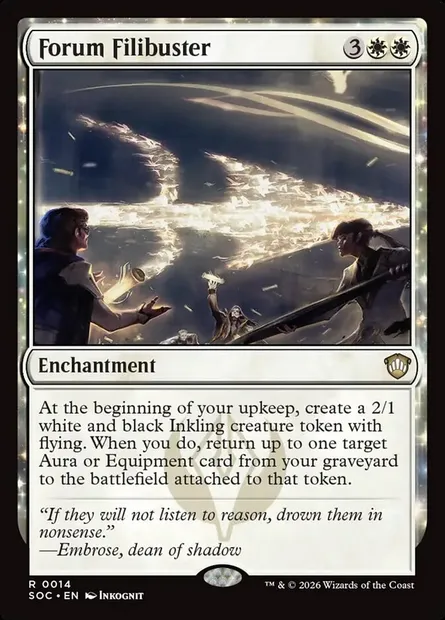 Forum Filibuster, Magic card SOC 14 — Secrets of Strixhaven Commander set