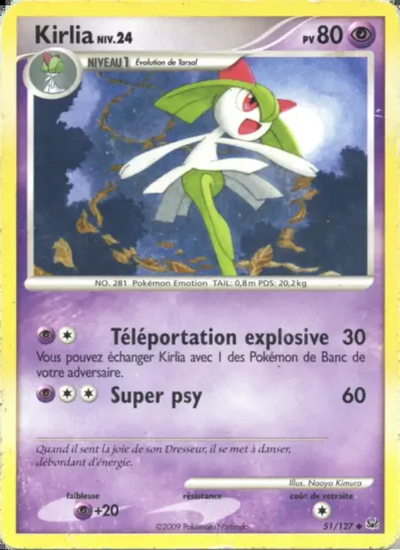 Kirlia, carte Pokémon PL 51 — extension Platine