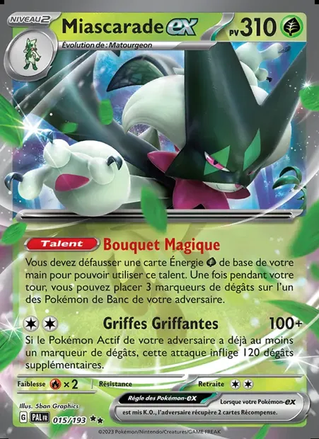 Miascarade-ex, carte Pokémon PAL 015 — extension Évolutions à Paldea