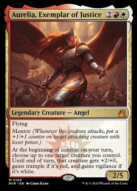 Aurelia, Exemplar of Justice, Magic card RVR 164 — Ravnica Remastered set