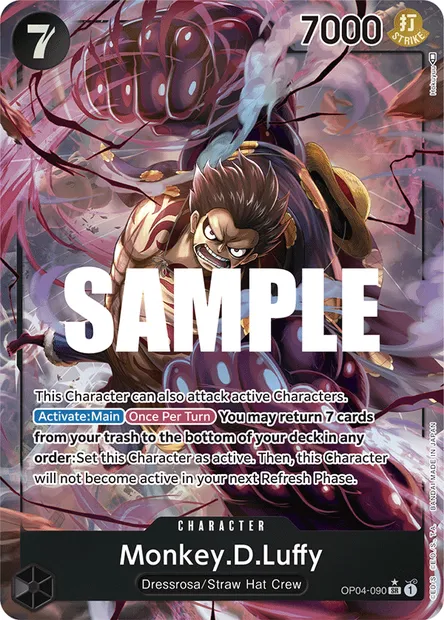 Monkey.D.Luffy, One Piece card OP04-090 — KINGDOMS OF INTRIGUE set