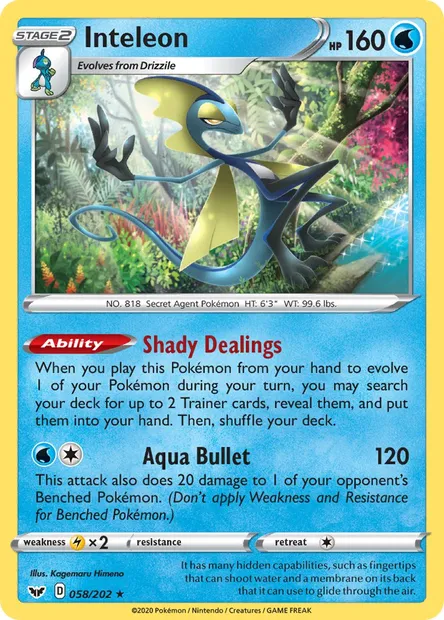 Inteleon, Pokémon card SSH 58 — Sword & Shield set