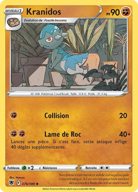Kranidos, carte Pokémon ASR 076 — extension Astres Radieux