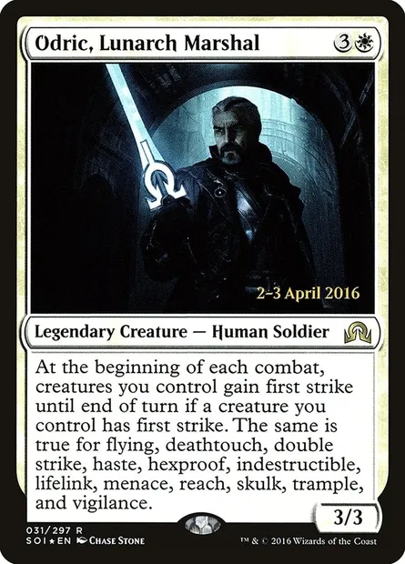 Odric, Lunarch Marshal, Magic card PSOI 31s — Shadows over Innistrad Promos set
