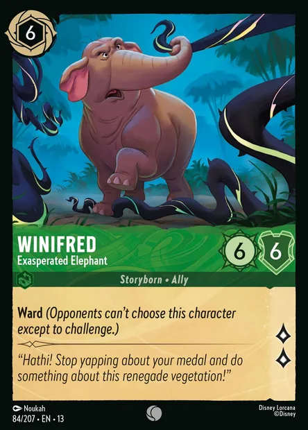 Winifred - Exasperated Elephant, Disney Lorcana card CH13-084 — Attack of the Vine! set