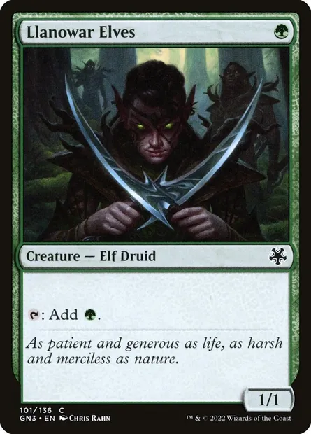 Llanowar Elves, Magic card GN3 101 — Game Night: Free-for-All set
