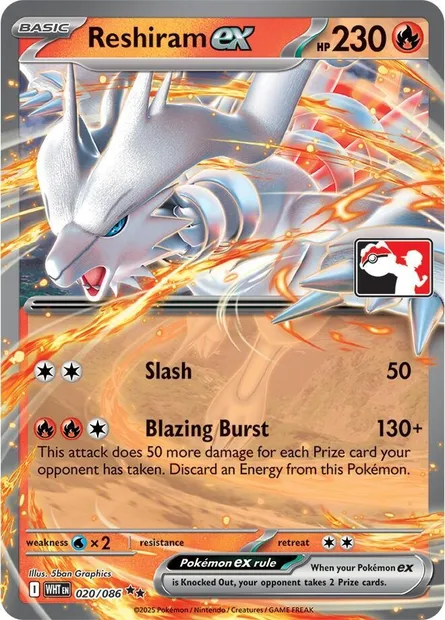Reshiram ex, Pokémon card PPS 020-8 — Play! Pokémon Prize Pack Series set