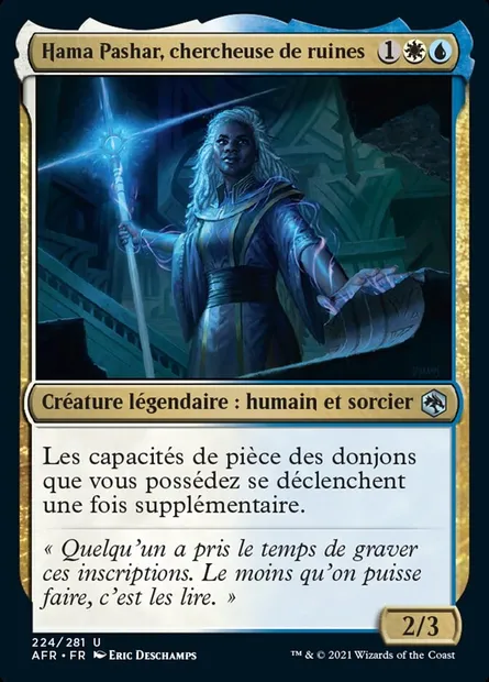 Hama Pashar, chercheuse de ruines, carte Magic AFR 224 — extension Forgotten Realms: Aventures dans les Royaumes Oubliés