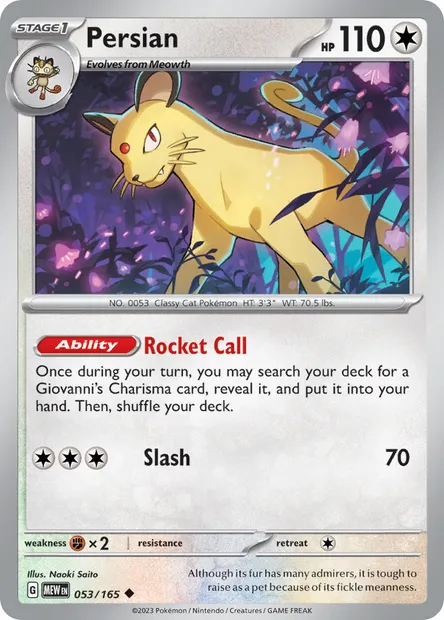 Persian, Pokémon card MEW 053 — 151 set
