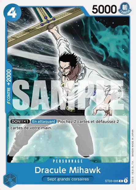 Dracule Mihawk, carte One Piece ST03-005 — extension The Seven Warlords of the Sea