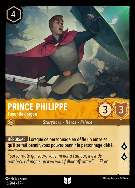 Prince Philippe - Tueur de dragon, carte Disney Lorcana CH1-016 — extension Premier Chapitre