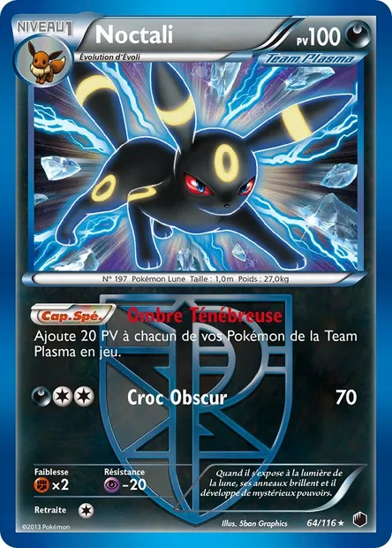 Noctali, carte Pokémon PLF 64 — extension Glaciation Plasma