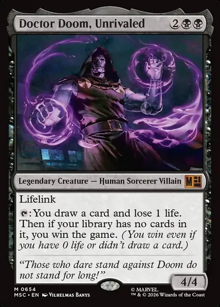 Doctor Doom, Unrivaled, Magic card MSC 654 — Marvel Super Heroes Commander set
