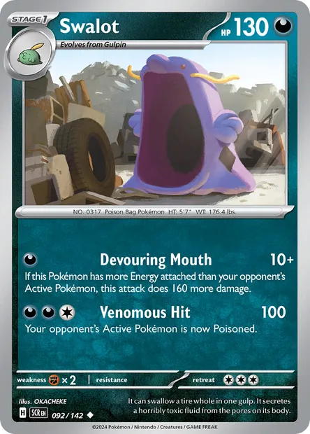 Swalot, Pokémon card SCR 092 — Stellar Crown set
