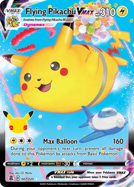 Flying Pikachu VMAX, Pokémon card CEL 7 — Celebrations set