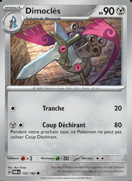 Dimoclès, carte Pokémon PAR 132 — extension Faille Paradoxe